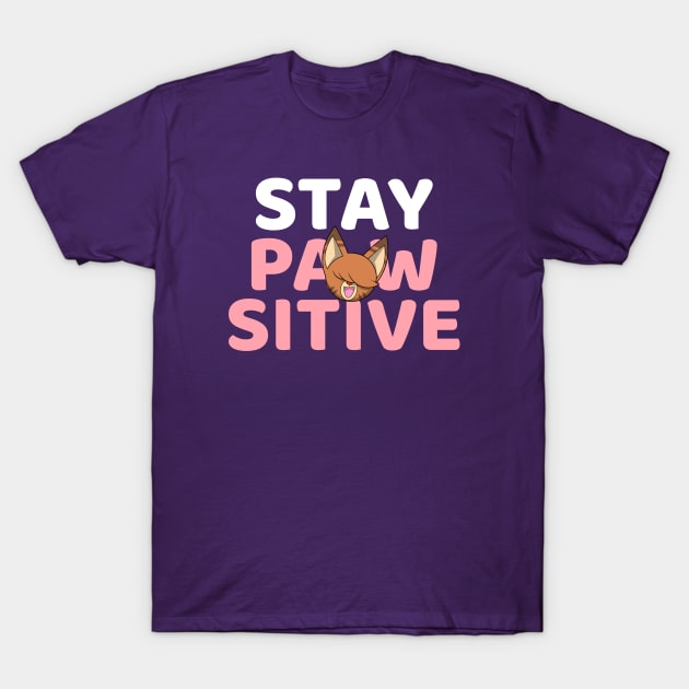 kittyswat Claire Stay Pawsitive T-Shirt by kittyswat